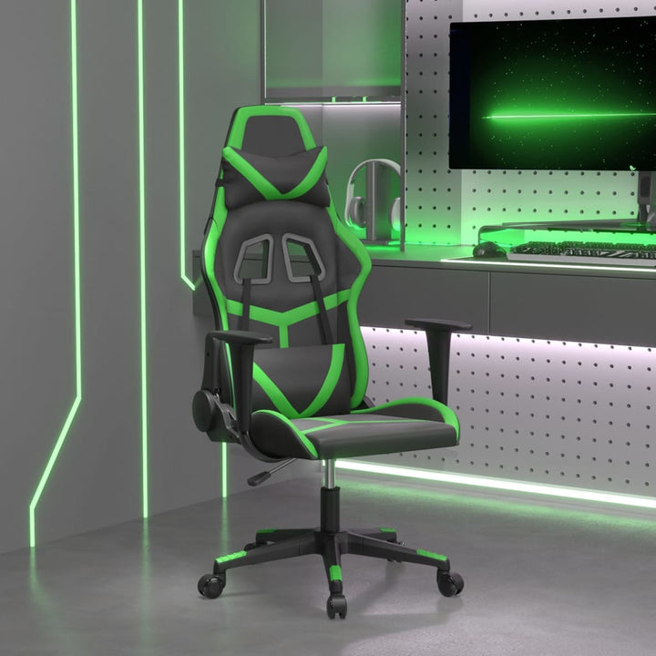 gamingstol m. massagefunktion kunstlæder sort og grøn
