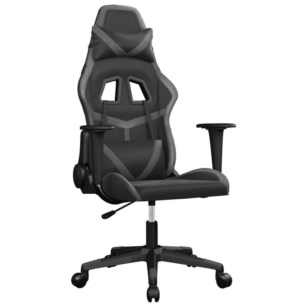 gamingstol m. massagefunktion kunstlæder sort og grå