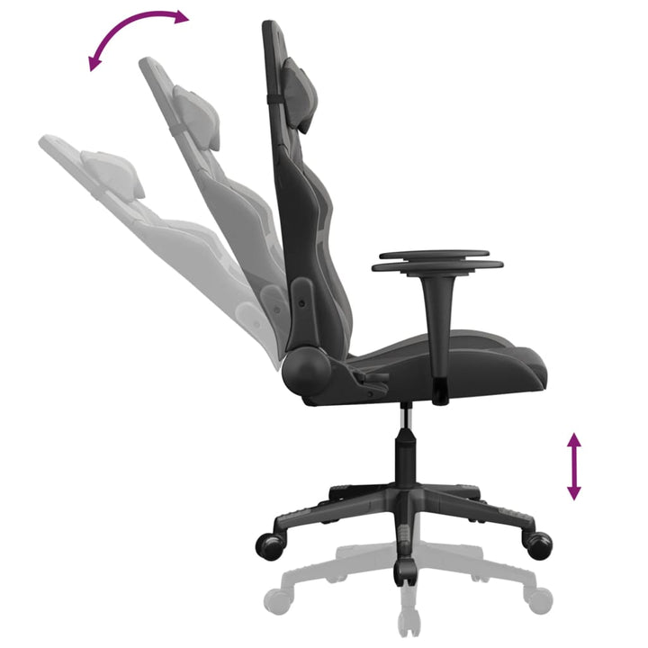 gamingstol m. massagefunktion kunstlæder sort og grå