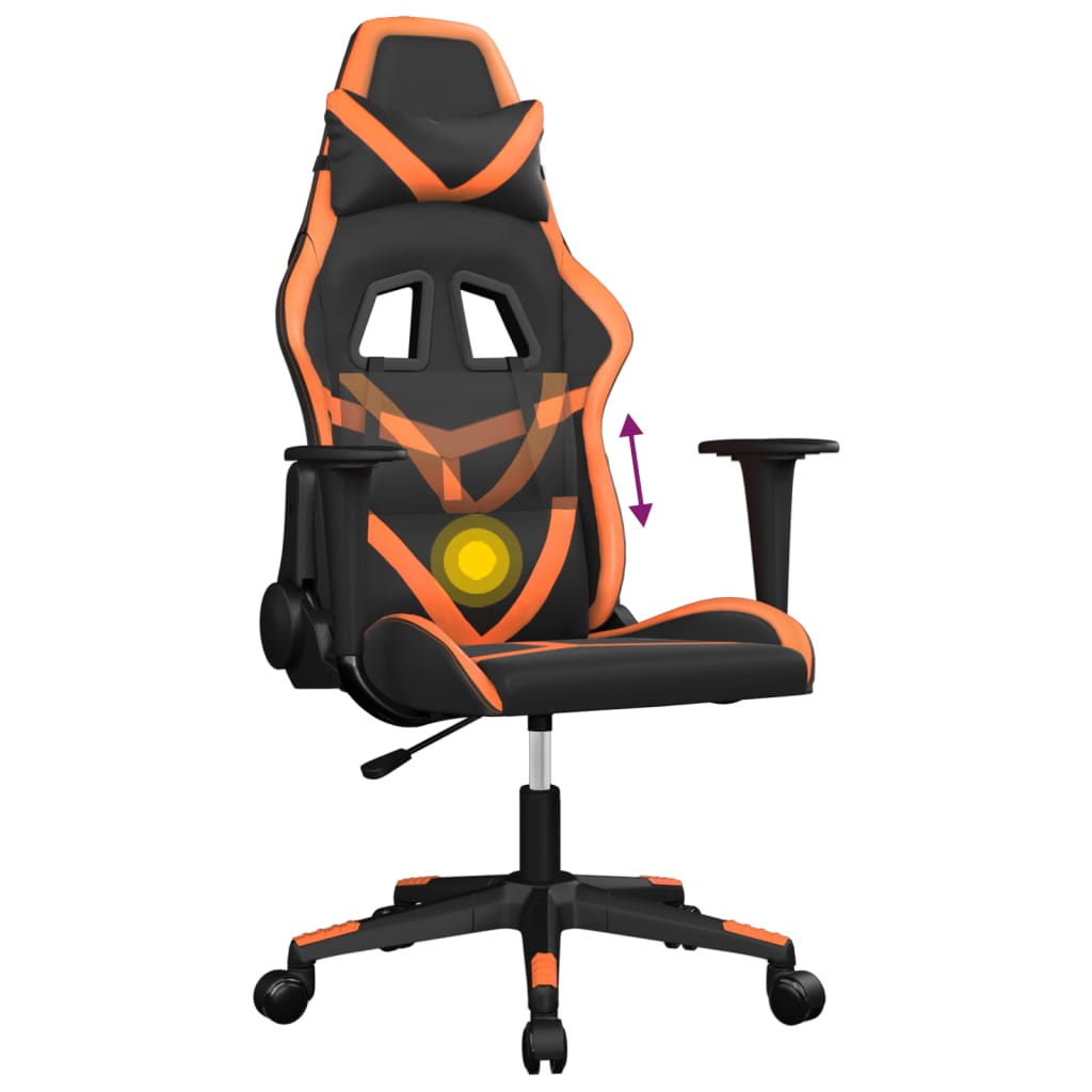 gamingstol m. massagefunktion kunstlæder sort og orange