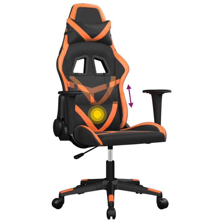 gamingstol m. massagefunktion kunstlæder sort og orange