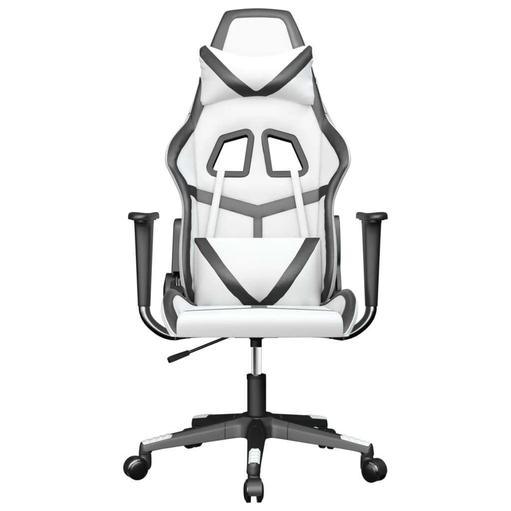 gamingstol m. massagefunktion kunstlæder hvid og sort