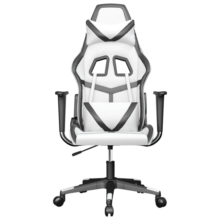 gamingstol m. massagefunktion kunstlæder hvid og sort