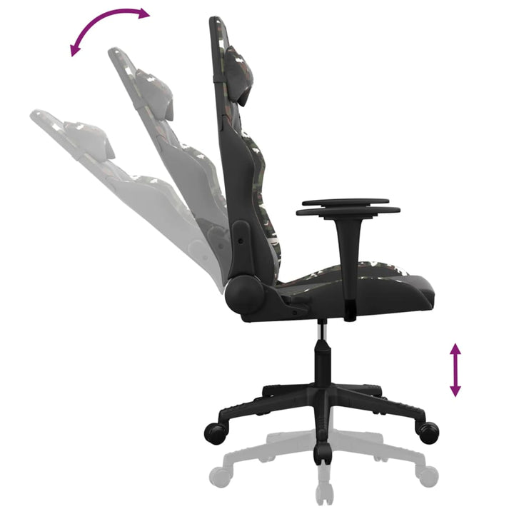 gamingstol m. massagefunktion kunstlæder sort og camouflage