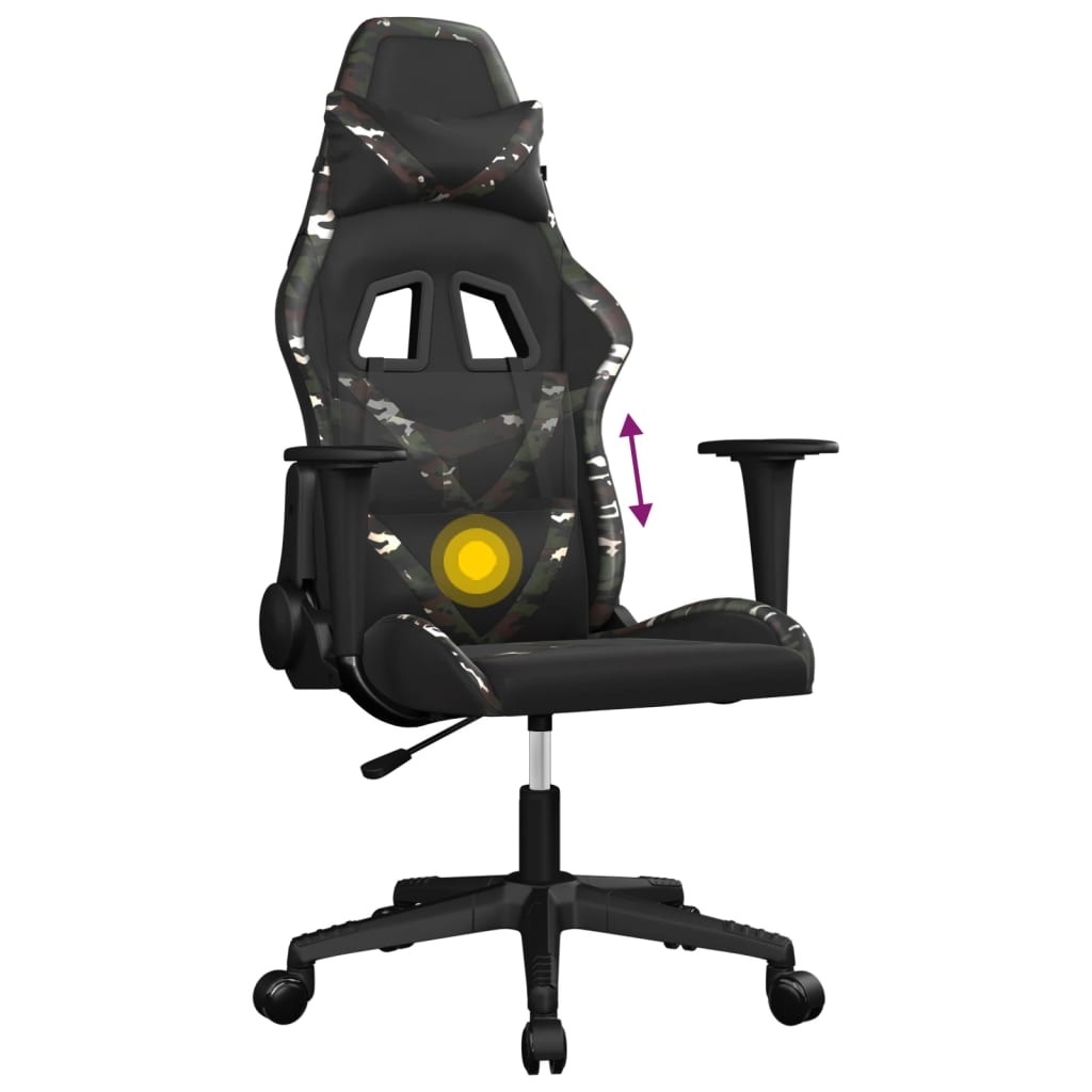 gamingstol m. massagefunktion kunstlæder sort og camouflage