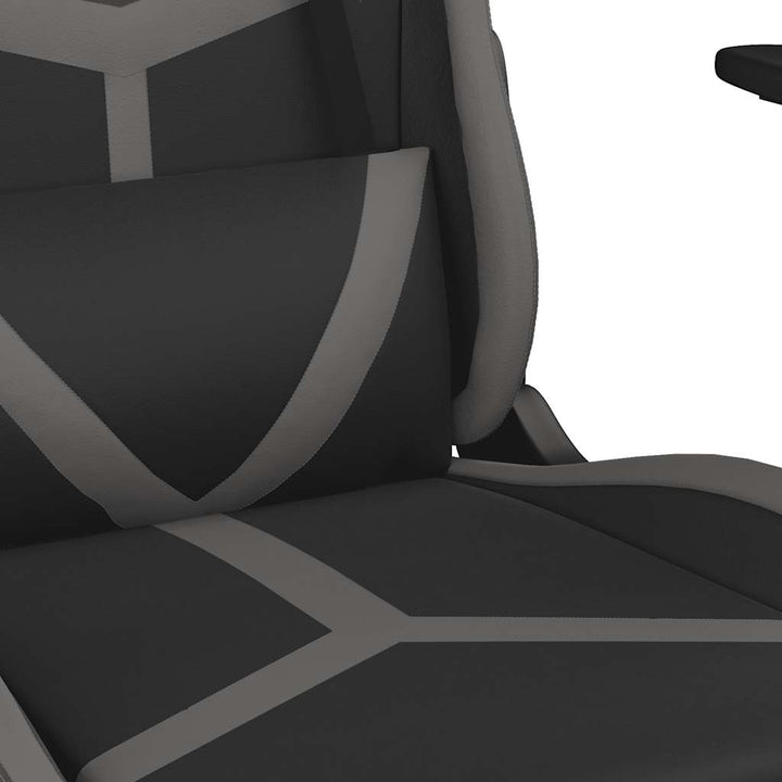gamingstol m. massagefunktion og fodstøtte kunstlæder sort grå