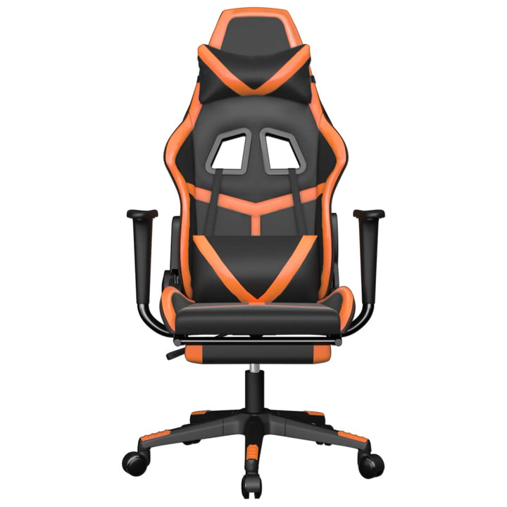 gamingstol m. massage og fodstøtte kunstlæder sort og orange