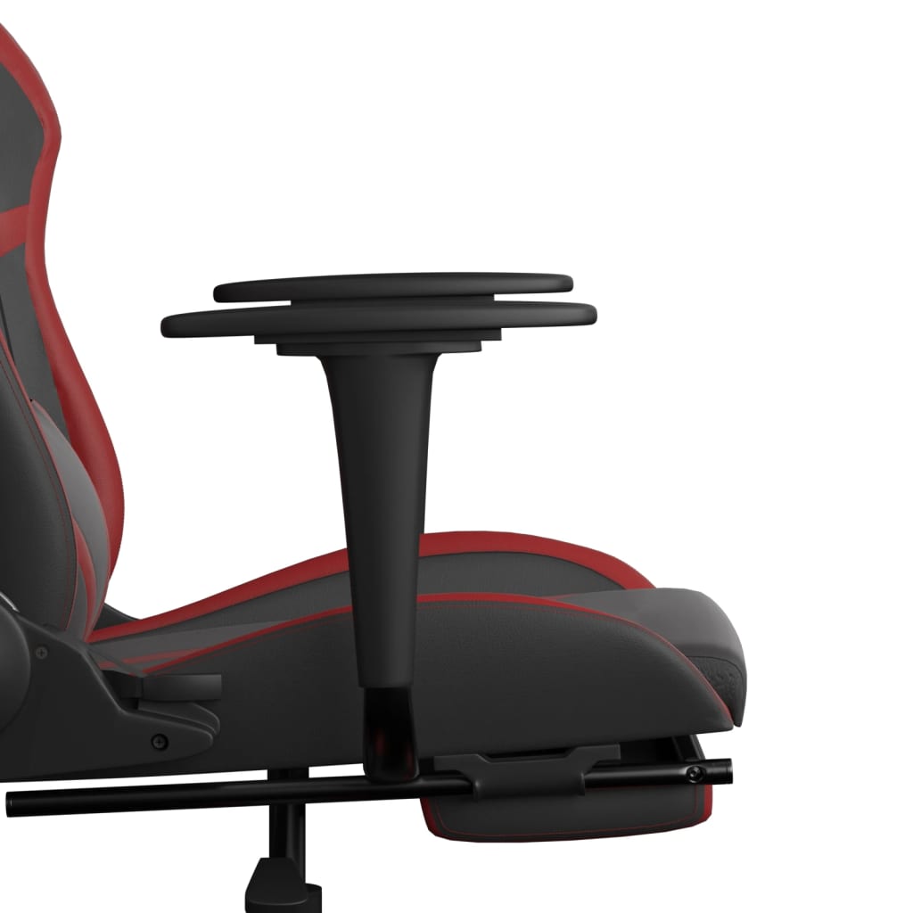 gamingstol m. massage og fodstøtte kunstlæder sort og vinrød