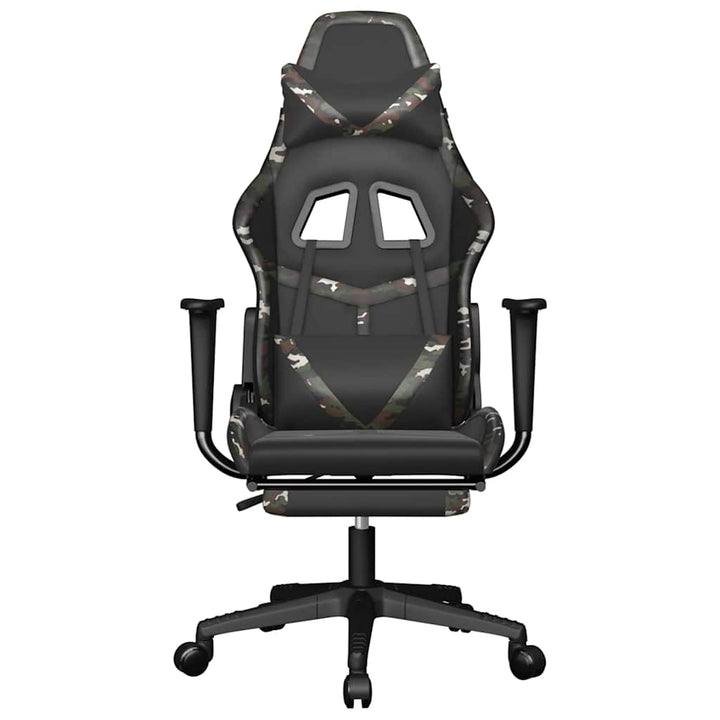 gamingstol m. massage og fodstøtte kunstlæder sort camouflage