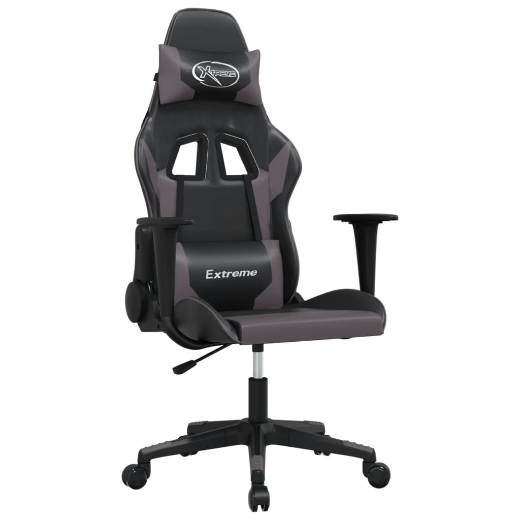 gamingstol m. massagefunktion kunstlæder sort og grå