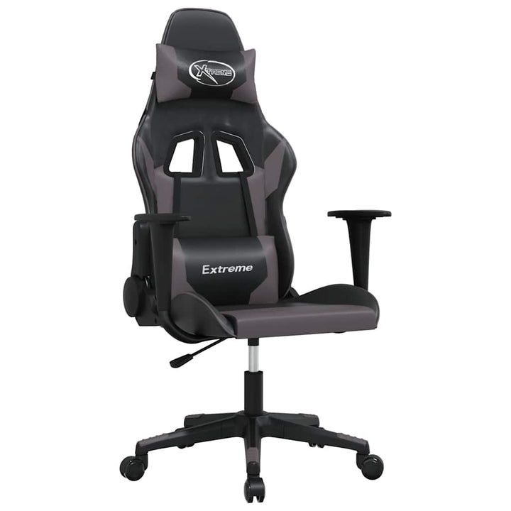gamingstol m. massagefunktion kunstlæder sort og grå