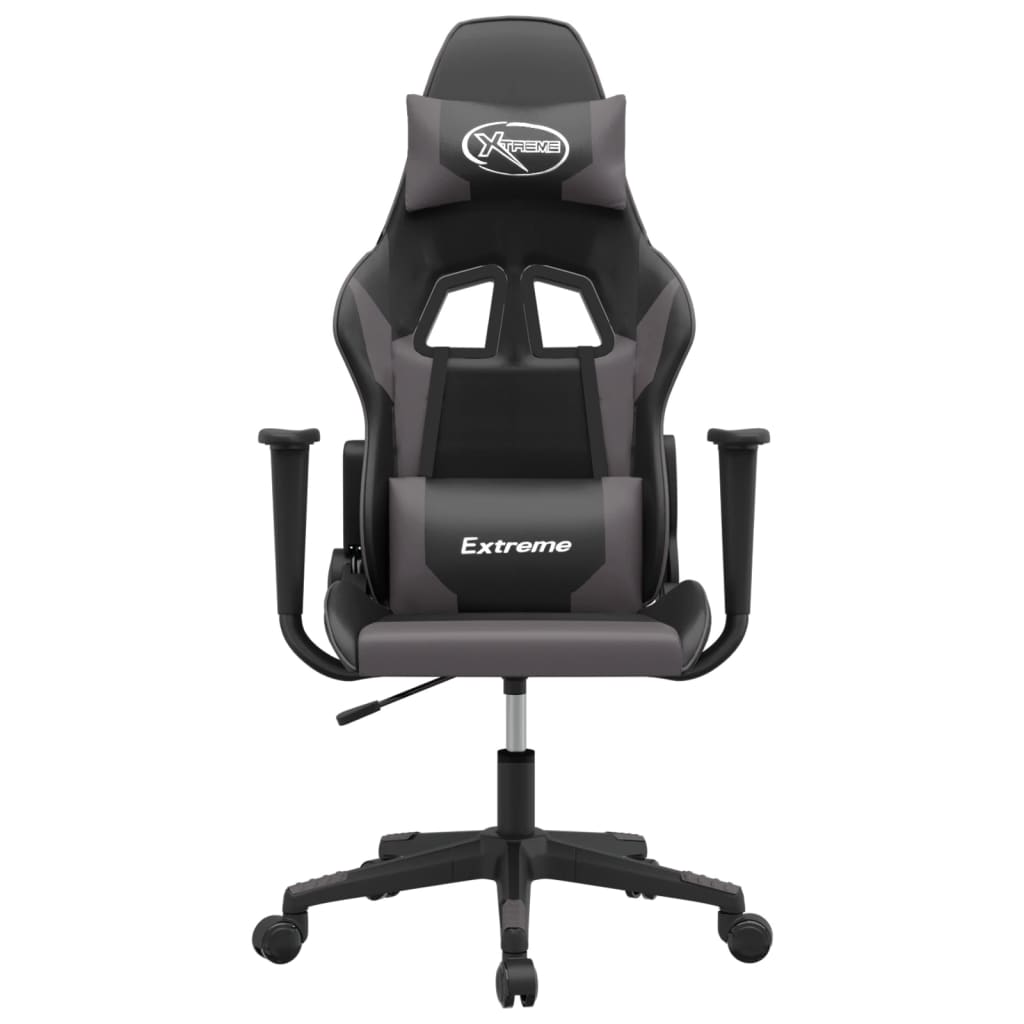 gamingstol m. massagefunktion kunstlæder sort og grå