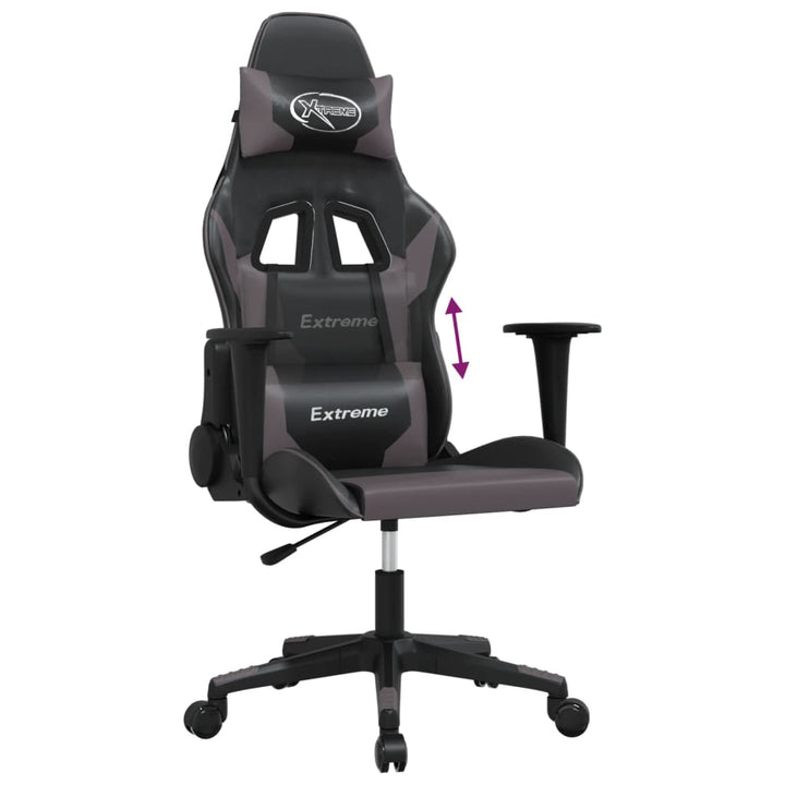 gamingstol m. massagefunktion kunstlæder sort og grå