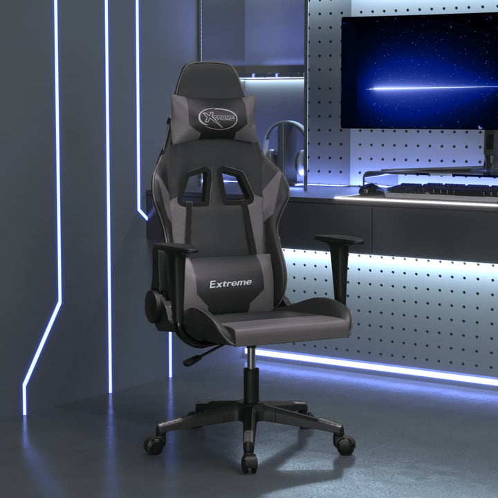 gamingstol m. massagefunktion kunstlæder sort og grå