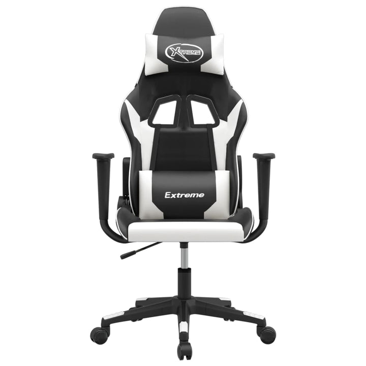 gamingstol med massagefunktion kunstlæder sort og hvid