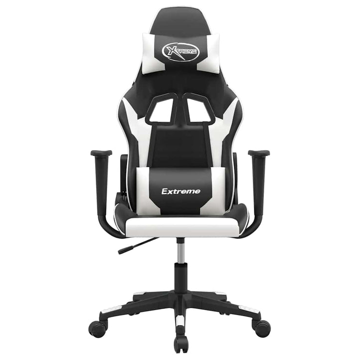gamingstol med massagefunktion kunstlæder sort og hvid