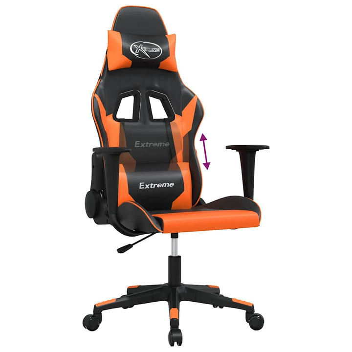 gamingstol m. massagefunktion kunstlæder sort og orange