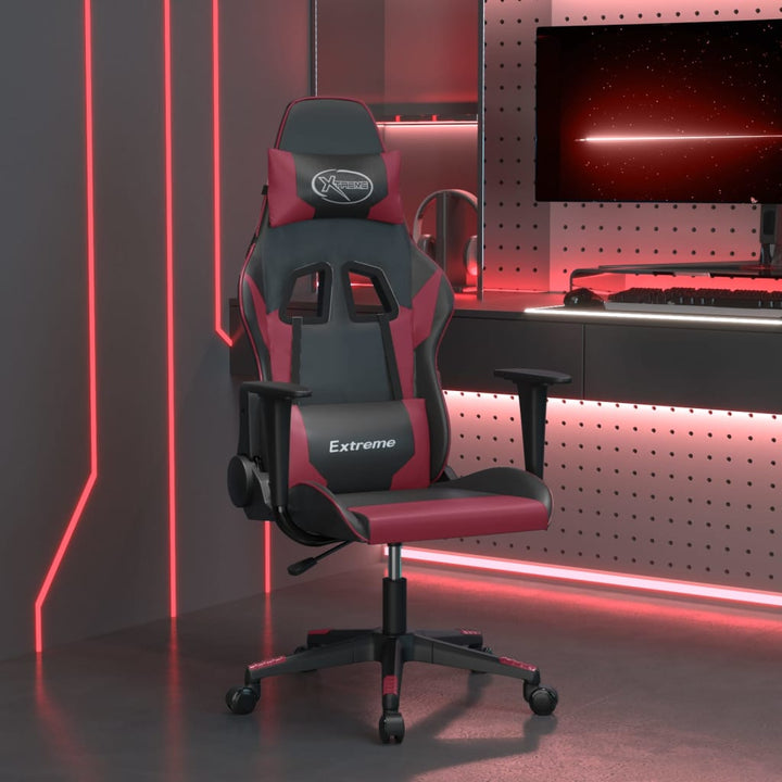 gamingstol m. massagefunktion kunstlæder sort og vinrød