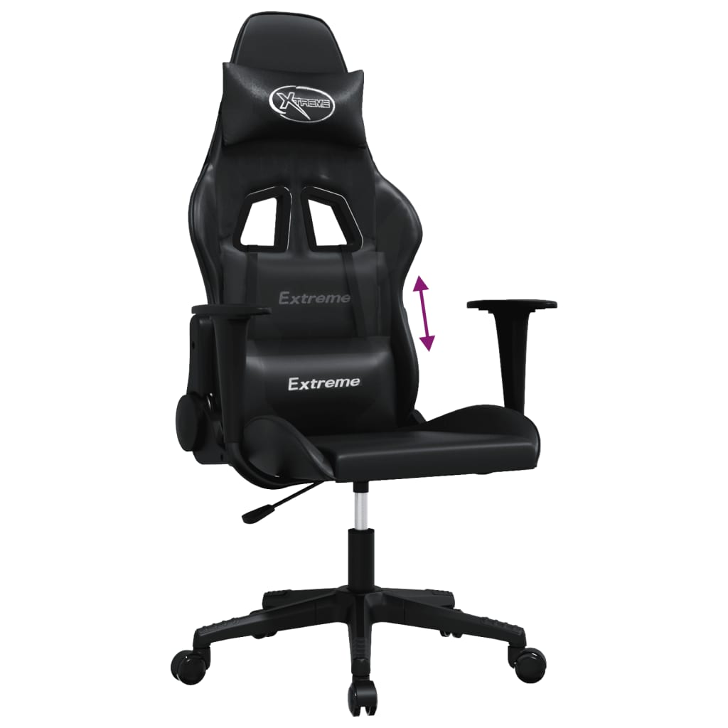 gamingstol med massagefunktion kunstlæder sort