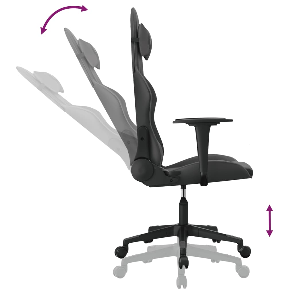 gamingstol med massagefunktion kunstlæder sort