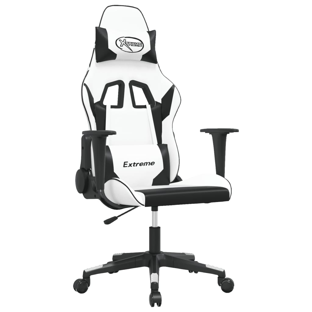 gamingstol m. massagefunktion kunstlæder hvid og sort