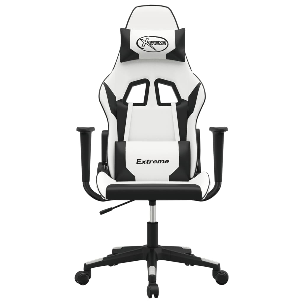 gamingstol m. massagefunktion kunstlæder hvid og sort