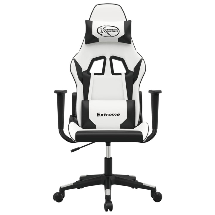 gamingstol m. massagefunktion kunstlæder hvid og sort