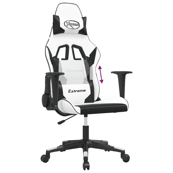 gamingstol m. massagefunktion kunstlæder hvid og sort