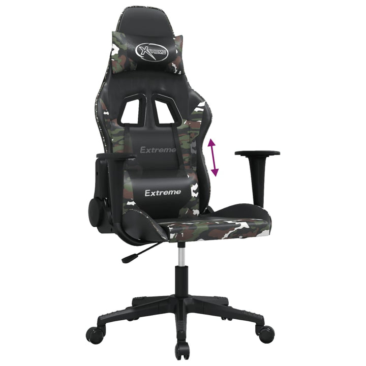 gamingstol m. massagefunktion kunstlæder sort og camouflage