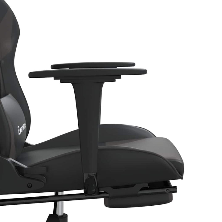 gamingstol m. massagefunktion og fodstøtte kunstlæder sort grå