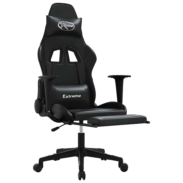 gamingstol m. massagefunktion og fodstøtte kunstlæder sort