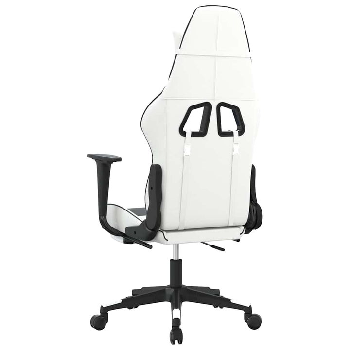 gamingstol m. massage og fodstøtte kunstlæder hvid sort