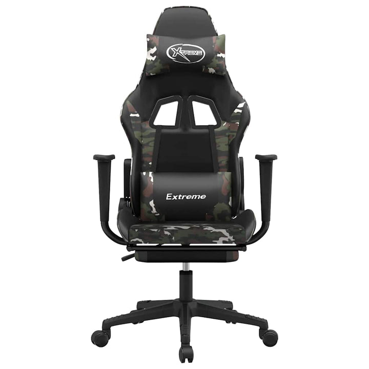 gamingstol m. massage og fodstøtte kunstlæder sort camouflage