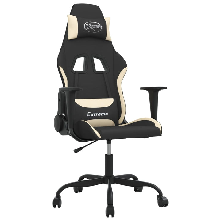 gamingstol med massagefunktion stof sort og cremefarvet