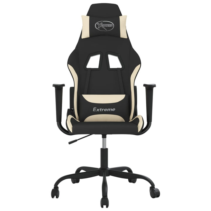 gamingstol med massagefunktion stof sort og cremefarvet
