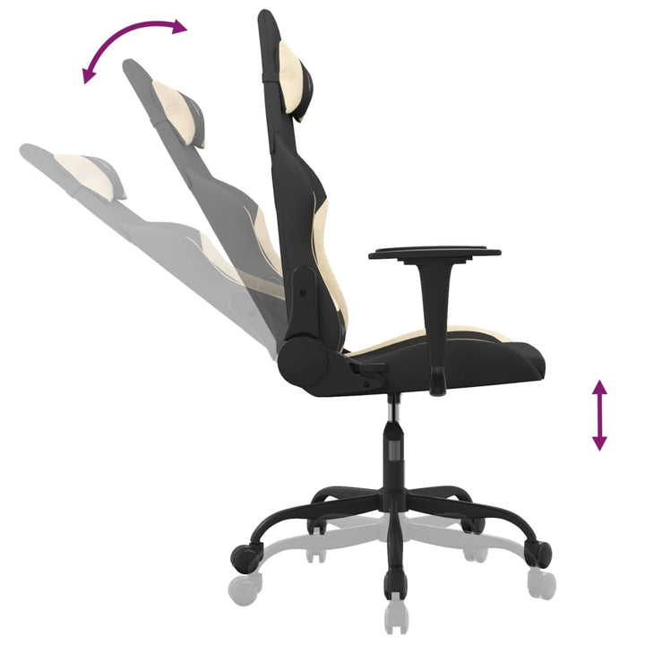 gamingstol med massagefunktion stof sort og cremefarvet
