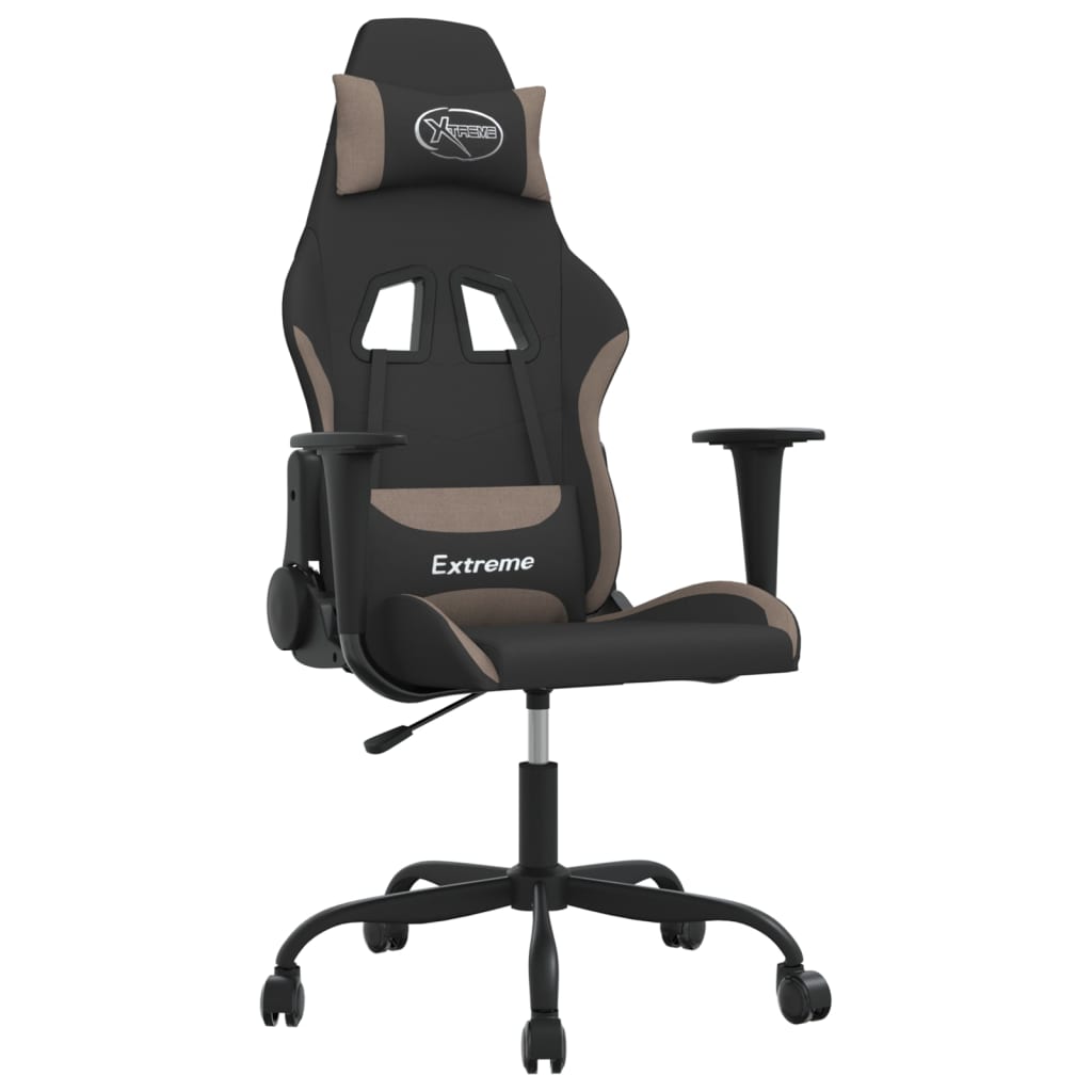 gamingstol med massagefunktion stof sort og gråbrun