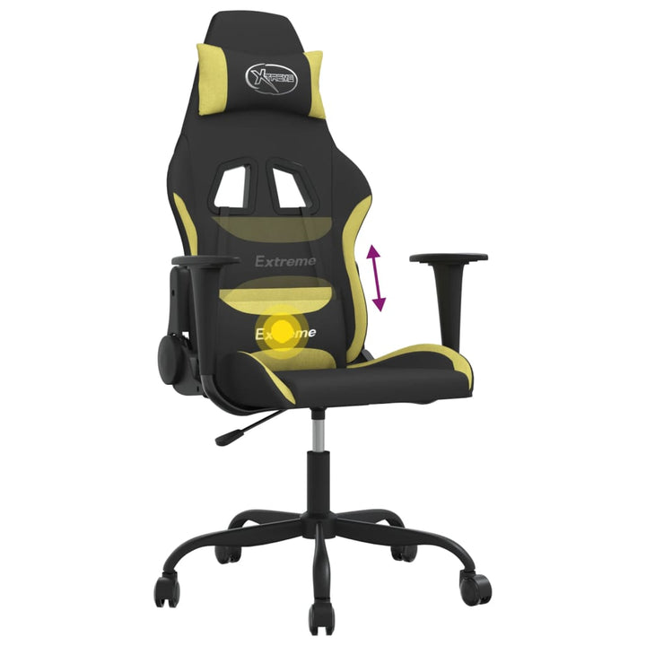 gamingstol med massagefunktion stof sort og lysegrøn