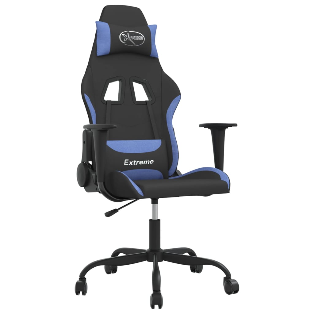 gamingstol med massagefunktion stof sort og blå