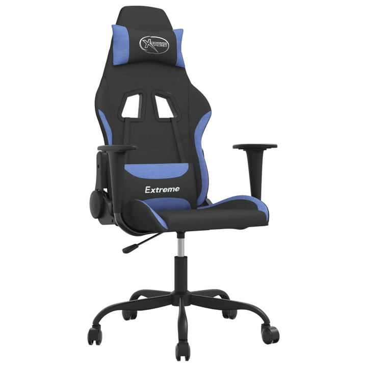 gamingstol med massagefunktion stof sort og blå