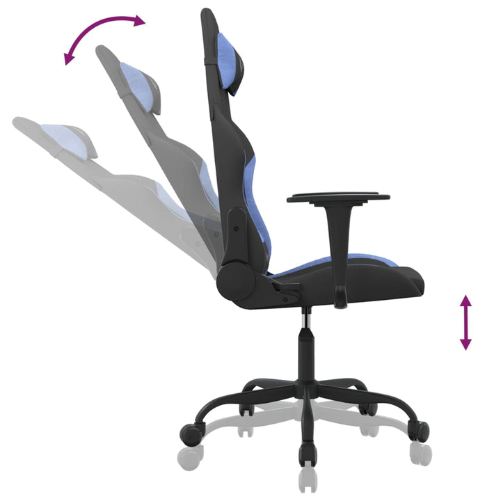 gamingstol med massagefunktion stof sort og blå
