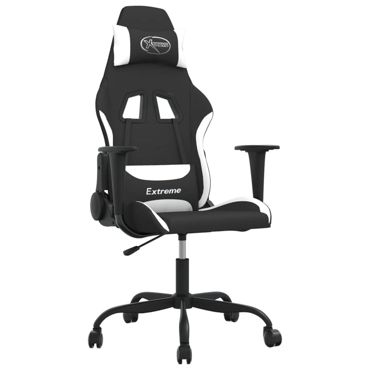 gamingstol med massagefunktion stof sort og hvid