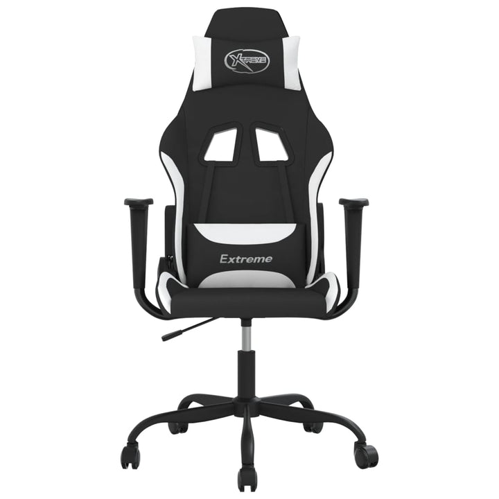 gamingstol med massagefunktion stof sort og hvid