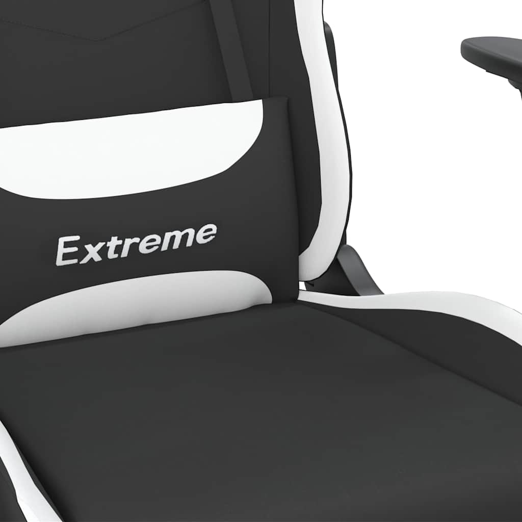 gamingstol med massagefunktion stof sort og hvid