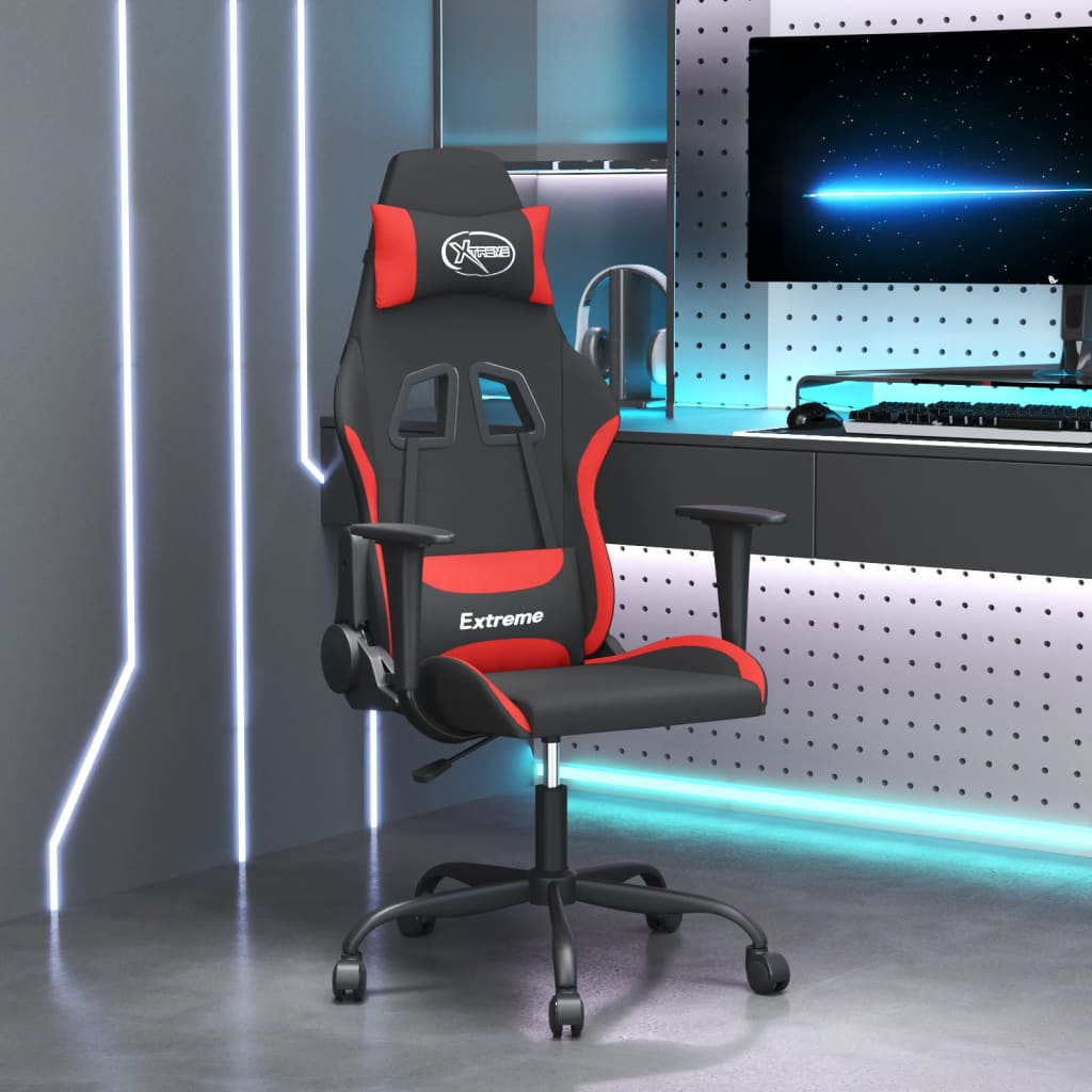 gamingstol med massagefunktion stof sort og rød