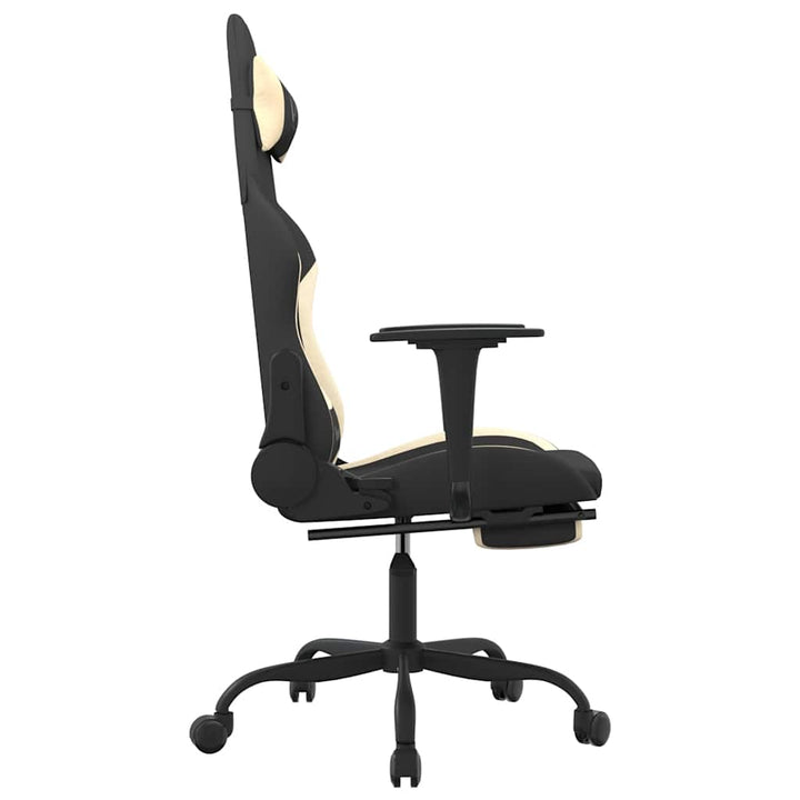 gamingstol med massagefunktion + fodstøtte stof sort og creme