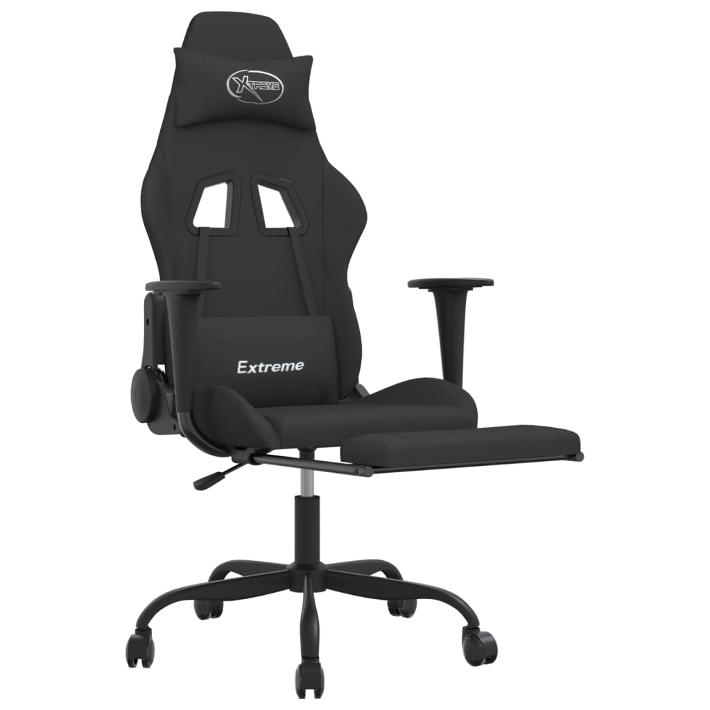 gamingstol med massagefunktion + fodstøtte stof sort