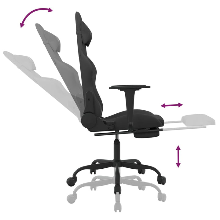 gamingstol med massagefunktion + fodstøtte stof sort