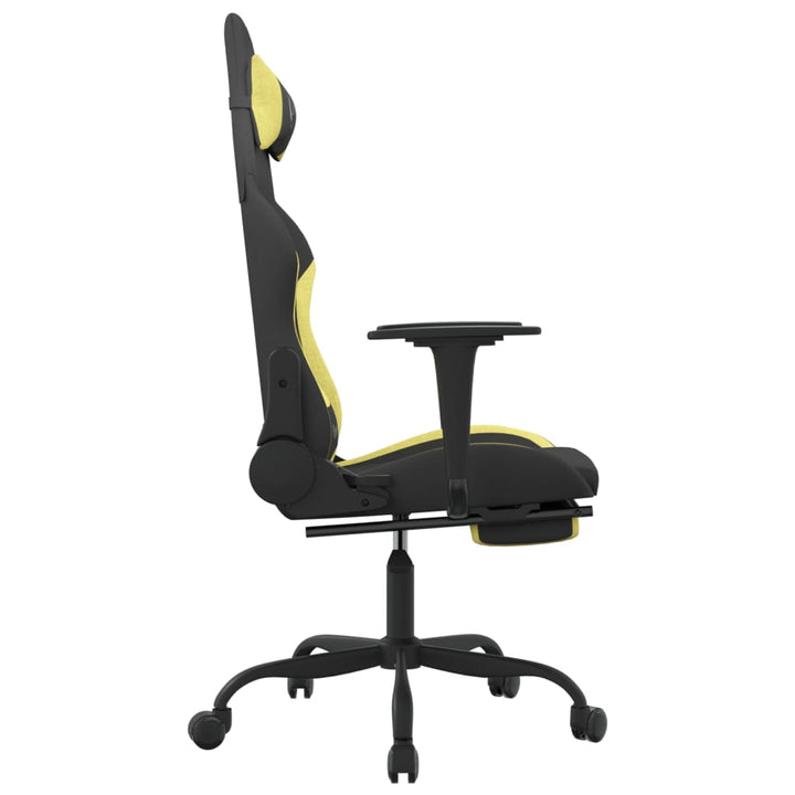 gamingstol med massagefunktion + fodstøtte stof sort lysegrøn