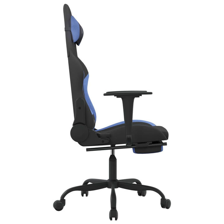 gamingstol med massagefunktion + fodstøtte stof sort og blå